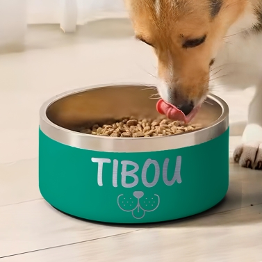 Gamelle personnalisée - Modèle gravée - Vert - KDO MAGIC - animaux de compagnie