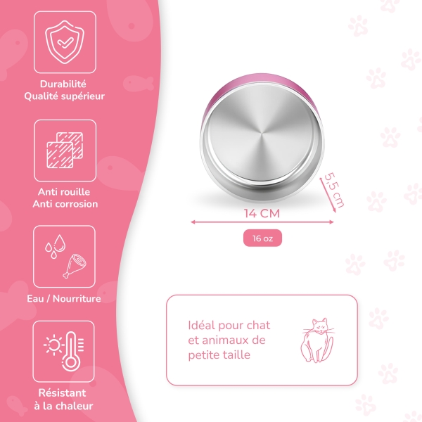 Petite Gamelle personnalisée - Modèle gravée - rose - KDO MAGIC - animaux de compagnie