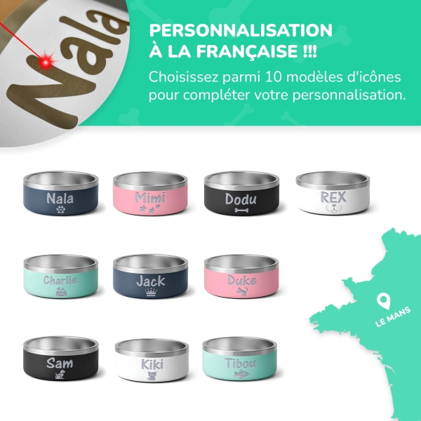 Petite Gamelle personnalisée - Modèle gravée - turquoise - KDO MAGIC - animaux de compagnie