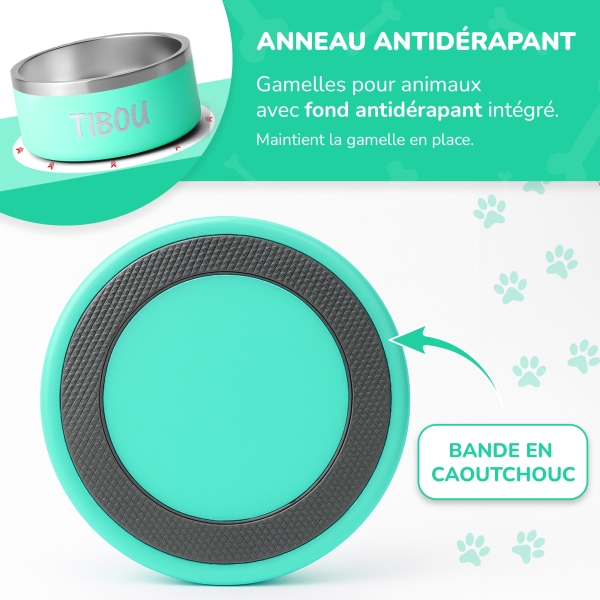 Petite Gamelle personnalisée - Modèle gravée - turquoise - KDO MAGIC - animaux de compagnie