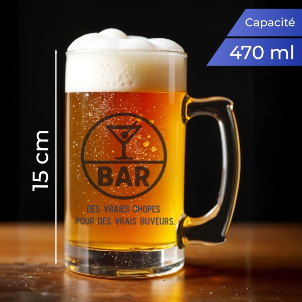 Chope à bière personnalisable - Photo et texte