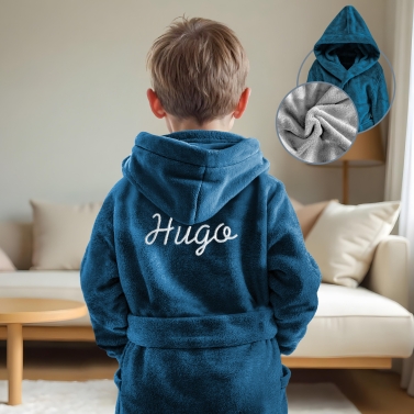 Peignoir de chambre enfant bleu personnalisé