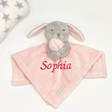 Doudou lapin rose personnalisable