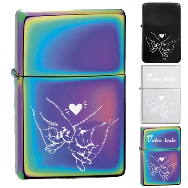 Briquet personnalisé essence couleur - Modèle coeur