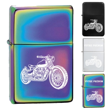 Briquet personnalisé essence couleur - Modèle moto