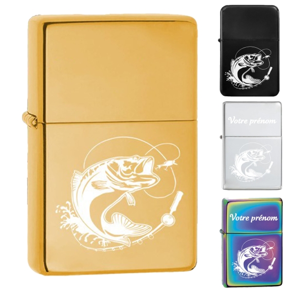 Briquet personnalisé essence couleur bleu - Modèle poisson