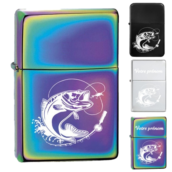 Briquet personnalisé essence couleur bleu - Modèle poisson