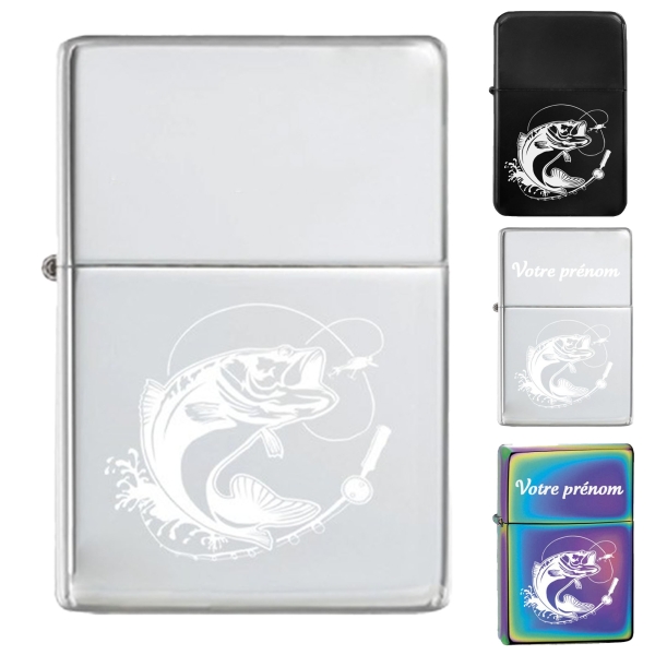 Briquet personnalisé essence couleur bleu - Modèle poisson