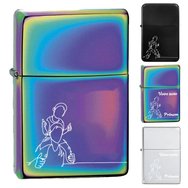 Briquet personnalisé essence couleur bleu - Modèle père et enfant