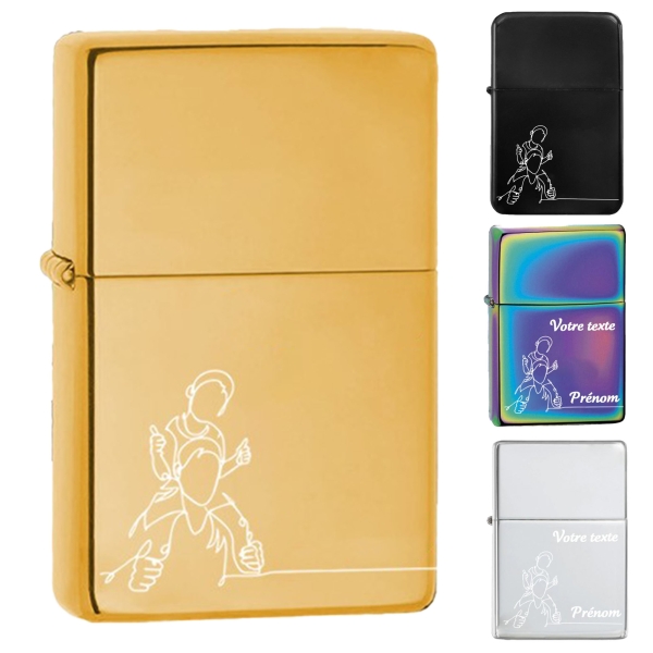 Briquet personnalisé essence couleur bleu - Modèle père et enfant