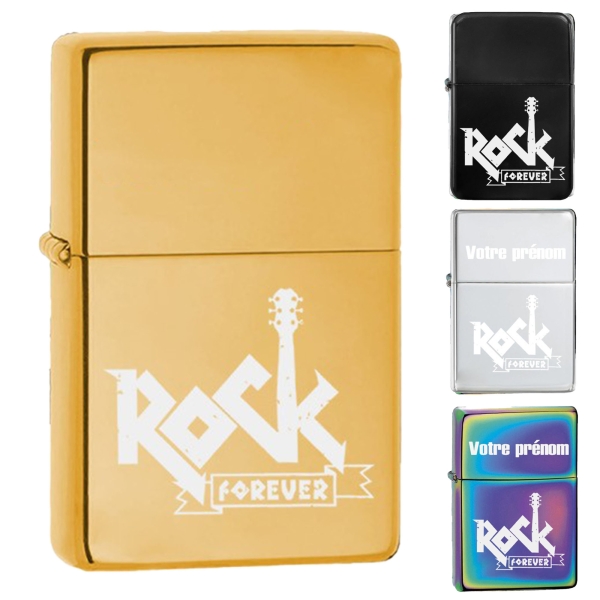 Briquet personnalisé essence couleur bleu - Modèle rock
