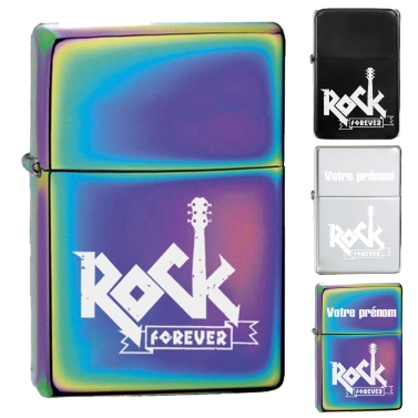 Briquet personnalisé essence couleur bleu - Modèle rock