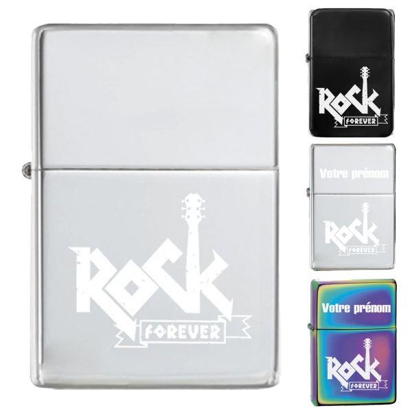 Briquet personnalisé essence couleur bleu - Modèle rock