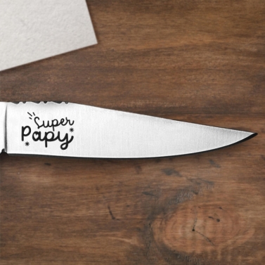 Couteau gravé personnalisé manche en frêne - Modèle Meilleur Papa