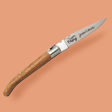 Couteau gravé personnalisé manche en frêne - Modèle Meilleur Papa