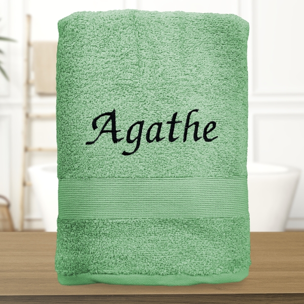 Serviette de bain vert d'eau personnalisée - 450gr/m²