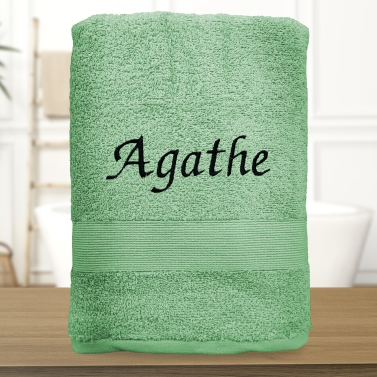 Serviette de bain vert d'eau personnalisée - 450gr/m²