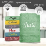 Serviette de bain vert d'eau personnalisée - 450gr/m²
