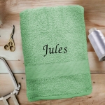 Serviette de bain vert d'eau personnalisée - 450gr/m²
