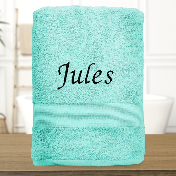 Serviette de bain bleu ciel personnalisée - 450gr/m²