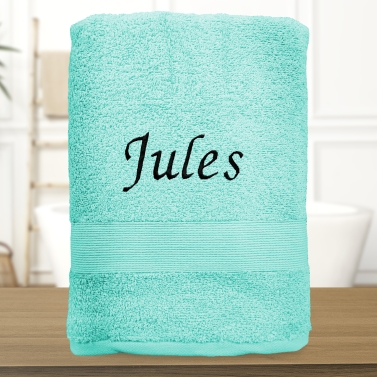 Serviette de bain bleu ciel personnalisée - 450gr/m²
