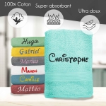 Serviette de bain bleu ciel personnalisée - 450gr/m²