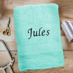 Serviette de bain bleu ciel personnalisée - 450gr/m²