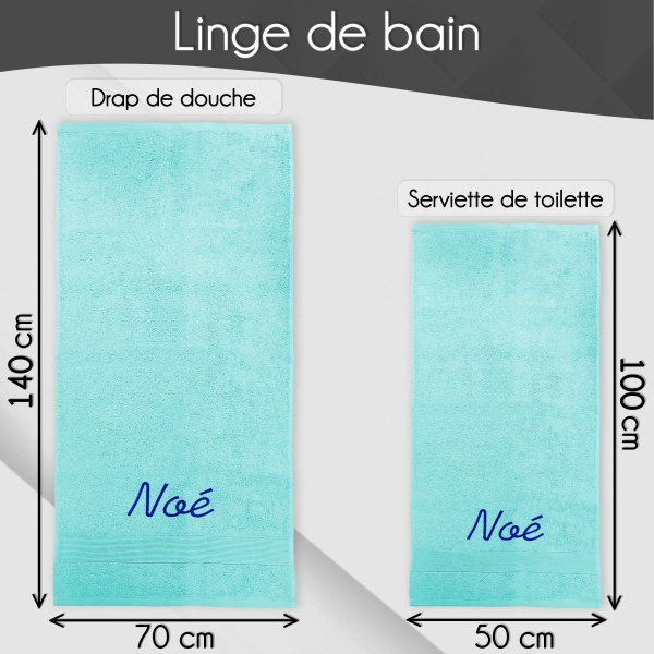Serviette de bain bleu ciel personnalisée - 450gr/m²