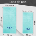 Serviette de bain bleu ciel personnalisée - 450gr/m²