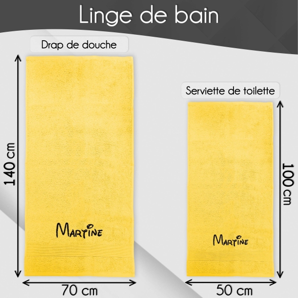 Serviette de bain jaune personnalisée - 450gr/m²