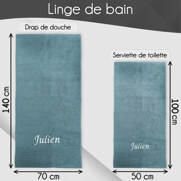 Serviette de bain Bleu Orage personnalisée - 450gr/m²