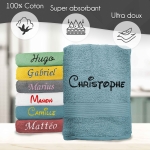 Serviette de bain Bleu Orage personnalisée - 450gr/m²