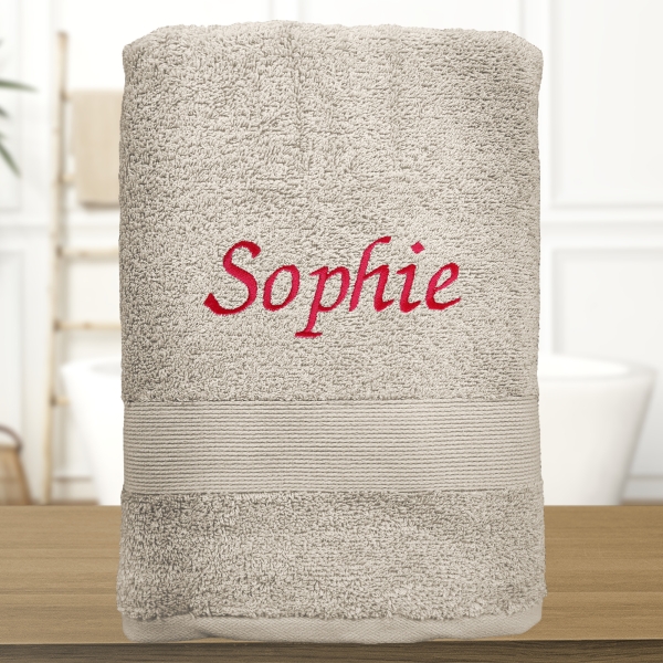Serviette de bain taupe personnalisée - 450gr/m²