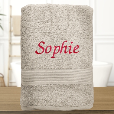 Serviette de bain taupe personnalisée - 450gr/m²