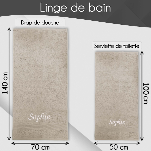 Serviette de bain taupe personnalisée - 450gr/m²