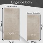 Serviette de bain taupe personnalisée - 450gr/m²
