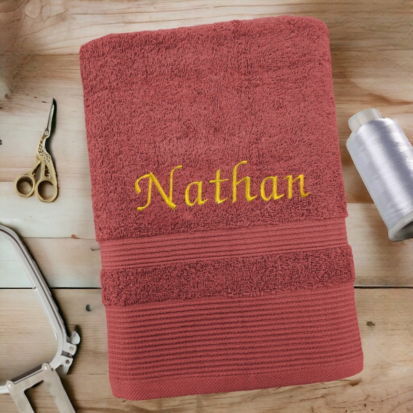 Serviette de bain marsala personnalisée - 450gr/m²