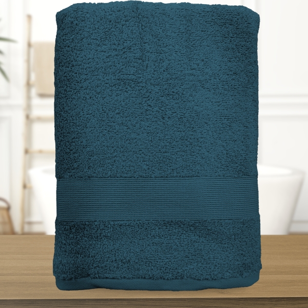 Serviette de bain bleu nuit personnalisée - 450gr/m²