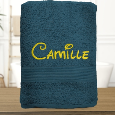 Serviette de bain bleu nuit personnalisée - 450gr/m²