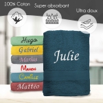Serviette de bain bleu nuit personnalisée - 450gr/m²