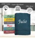 Serviette de bain bleu nuit personnalisée - 450gr/m²