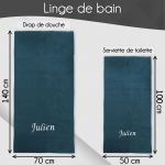 Serviette de bain bleu nuit personnalisée - 450gr/m²