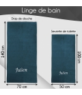 Serviette de bain bleu nuit personnalisée - 450gr/m²