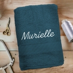 Serviette de bain bleu nuit personnalisée - 450gr/m²