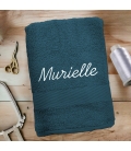 Serviette de bain bleu nuit personnalisée - 450gr/m²
