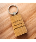 Porte-clés rectangle en bois personnalisé - Texte à graver