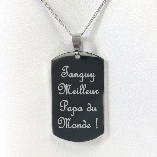 Collier grande plaque avec texte personnalisé