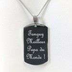 Collier grande plaque avec texte personnalisé