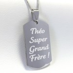 Collier grande plaque avec texte personnalisé