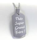 Collier grande plaque avec texte personnalisé